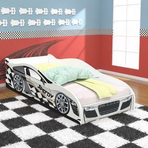 Cama Infantil / Mini Cama Carro Speedy Racing New - Branca/Branco - RPM Móveis
