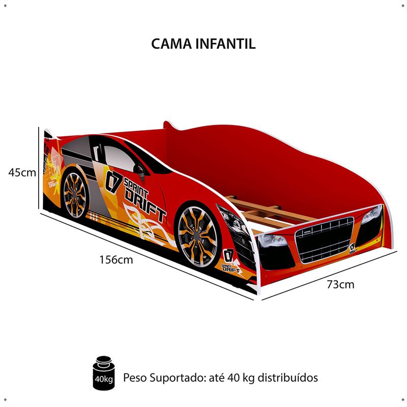 Cama Infantil Carro Drift - Vermelho / Branco - Rpm Móveis